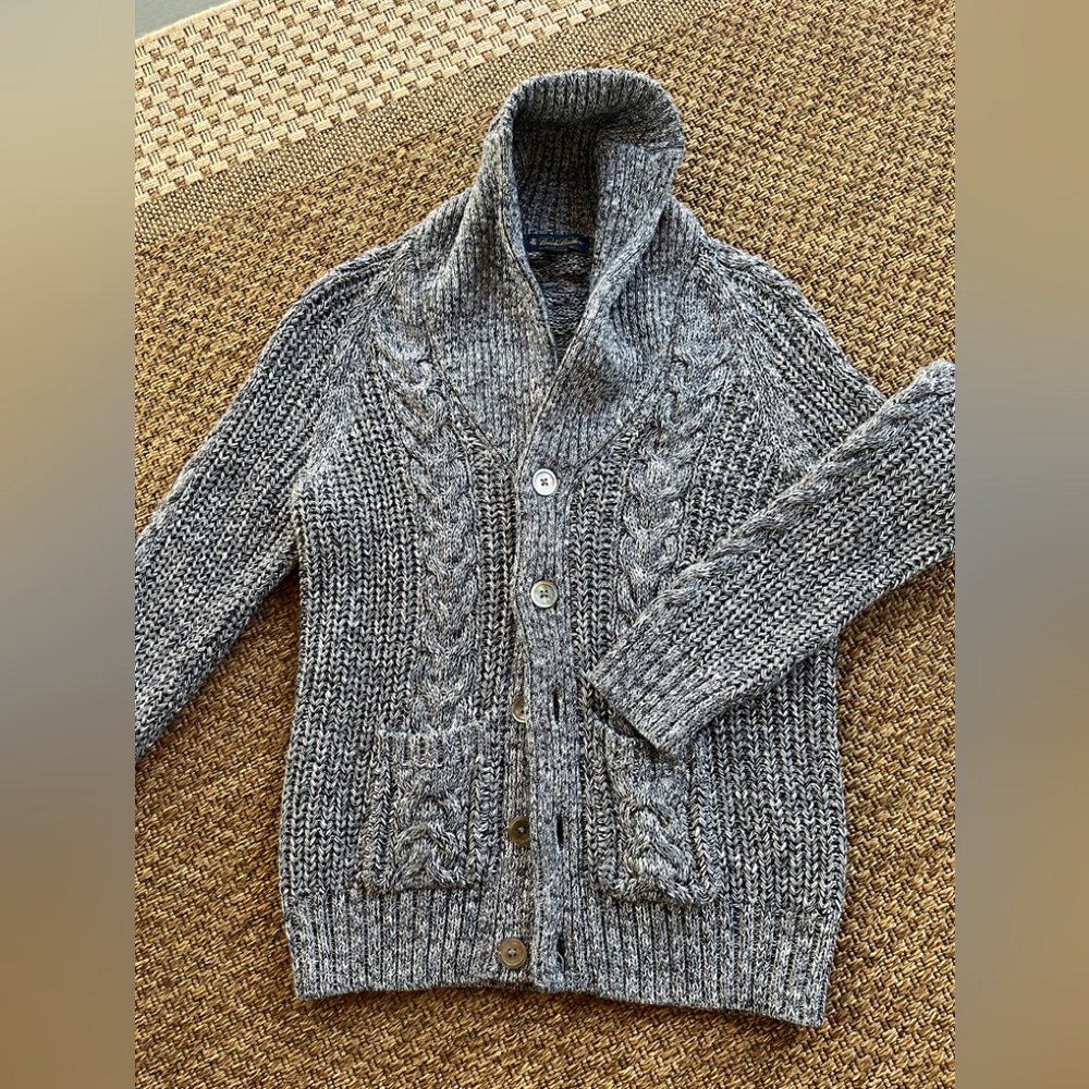 Brooks Bros navy button down shawl neck sweater, men’s. Medium